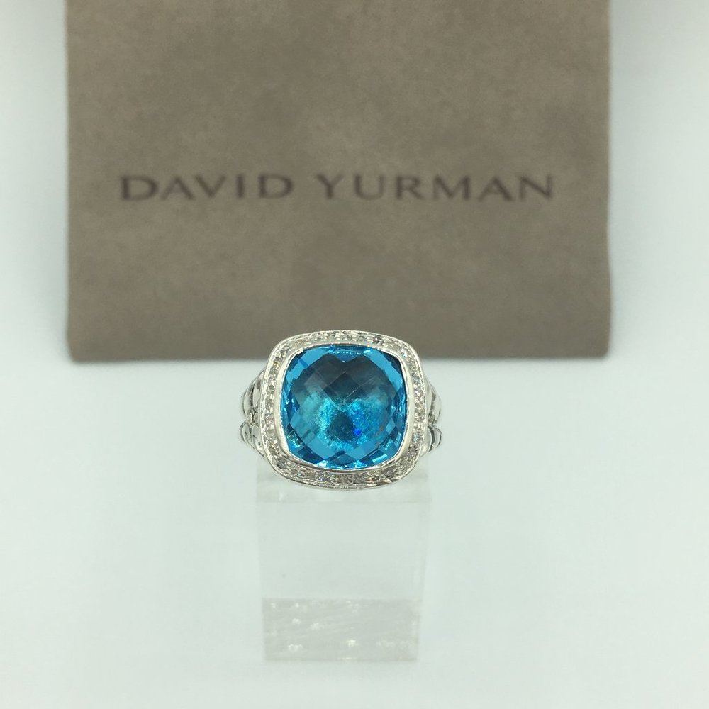 David Yurman 11mm Blue Topaz Albion Ring Size 7